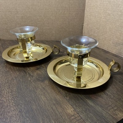 Vintage Set PartyLite Zero Gravity Brass Candle Holders/Wall Sconces HEAVY! 