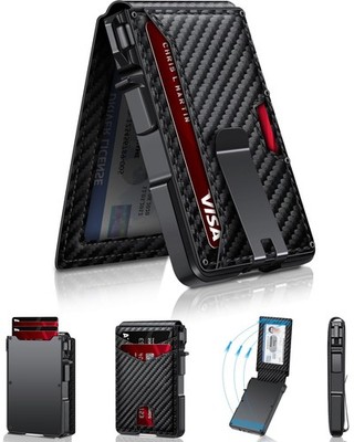 ZALVEX Wallet for Men, Mens Minimalist 2.7 x 1.9 x 0.5 inches, Carbon Fiber