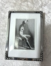Bilderrahmen Jugendstil Frame Silber Rahmen Vintage originales gewölbtes Glas 