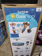 Funsicle Oasis 15ft Round Above Ground Metal Frame Swimming Pool