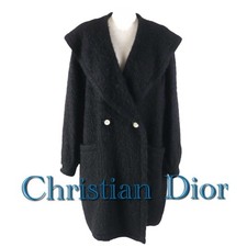 Christian Dior Wool Mohair Double Breasted Long Coat Vintage Black from Japan