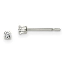 .925 Sterling Silver Children's 2mm Round Snap Set CZ Stud Earrings