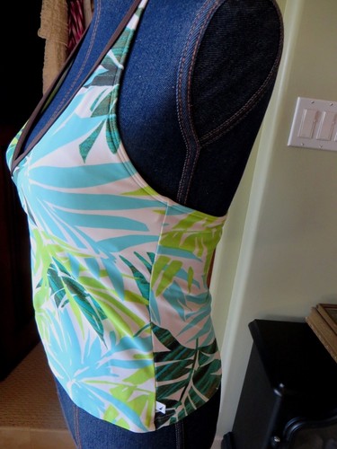Womens Nautica 2 Piece Tankini Swim Suit Brown Green Blue Hawaii Floral SZ 6 - Picture 4 of 11