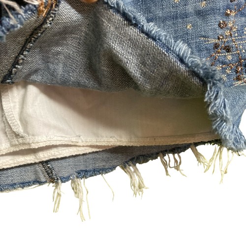 Abercrombie & Fitch Womens Jean Skirt Size 10 Embellished Ragged Hem Mini Lined - Picture 5 of 7