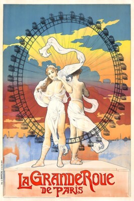 LA GRANDE ROUE DE PARIS FERRIS WHEEL RIDE TOURISM FRANCE VINTAGE POSTER REPRO
