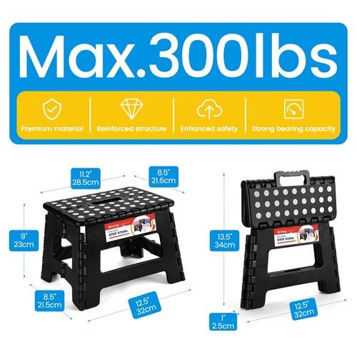 Taburete plegable de plástico de 9"" de alto con capacidad para 300 libras - Imagen 4 de 9
