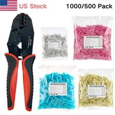 1000Pcs Heat Shrink Butt Wire Connectors Waterproof Seal Terminals Blue 14-16AWG
