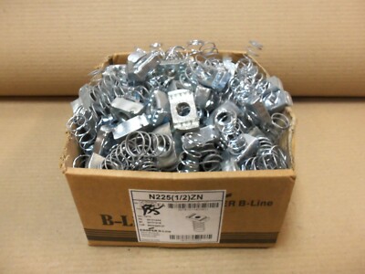 NEW BOX OF 135 COOPER B-LINE N225(1/2)ZN 1/2'' ZINC SPRING NUTS AK