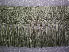 6 yards LATTICE SKIRT FRINGE 3"- LIGHT GREEN/DARK GREEN - Upholstery Fabric Trim