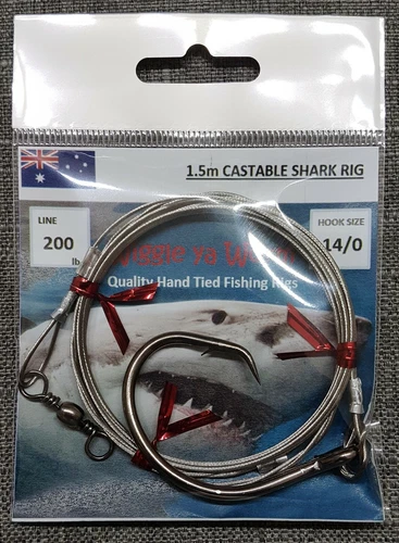 200lb Stainless Steel Wire 1.5m Shark trace with Bite Zone, 14/0 circle hook