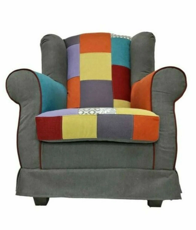 Poltrona Patchwork FISSA CON POGGIAPIEDI COMPLETAMENE SFODERABILE - Immagine 2 di 2