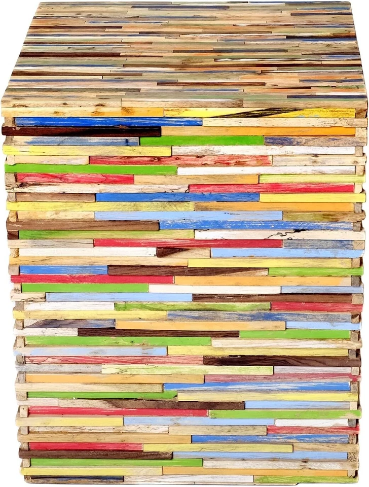 Mesa Auxiliar Madera Natural Upcycling Taburete Handmade Taburete - Imagen 3 de 4