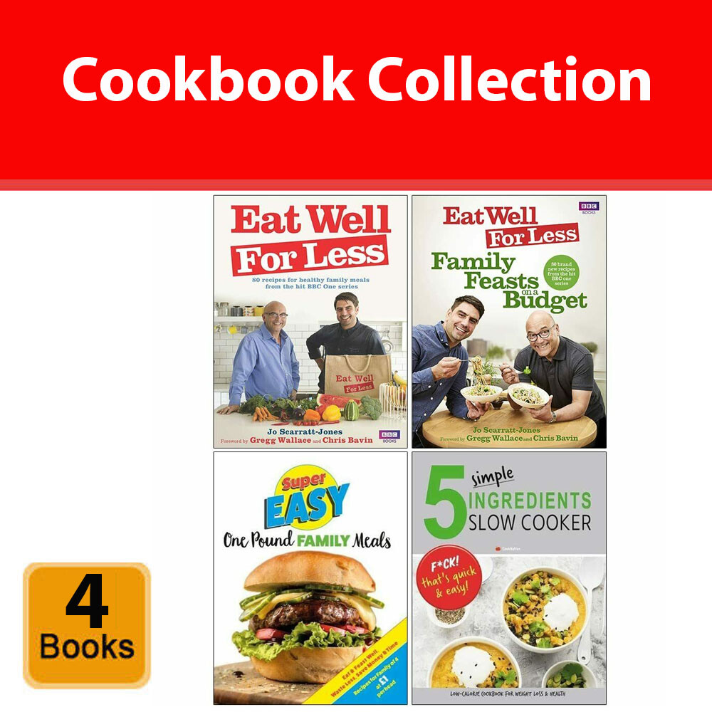 Set of 4 Books Eat Well For Less, Family Feasts on a Budget,Super Easy One Pound