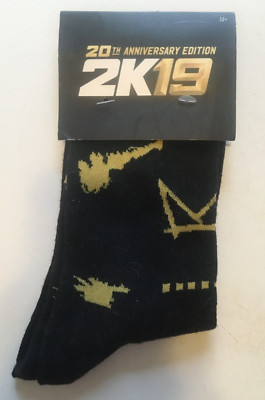NBA 2K19 20th Anniversary Think Geek Men's Crew Socks NWT Black - Main Image