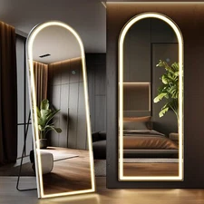 71"x26" Arched Mirror Full Length LED Light Free Standing Floor Mirror Full Body