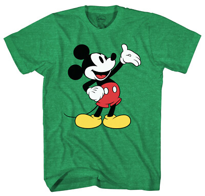 Disney Mickey Mouse Wave Men's Green Heather T-Shirt | eBay