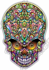 Skull Skeleton Abstract Colorful Rainbow Car Bumper Vinyl Sticker Decal 4"X5"