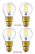 4Pack Smart LED Clear Bulb E26 Warm&cool 6W 650Lumens Dimmable Alexa&Google Home