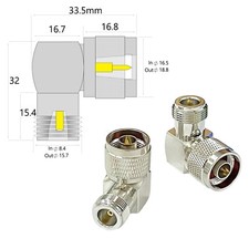 1PC N female adapter to N type male right angle RF coax connector nickelplated