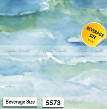 (5573) TWO Paper BEVERAGE / COCKTAIL Decoupage Art Craft Napkins SEA OCEAN WAVES