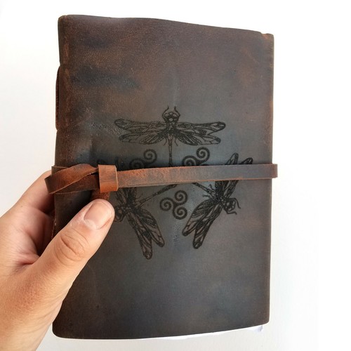 Diario de cuero genuino Celtic Dragonfly, personalización gratuita, papel sin forrar - Imagen 10 de 11