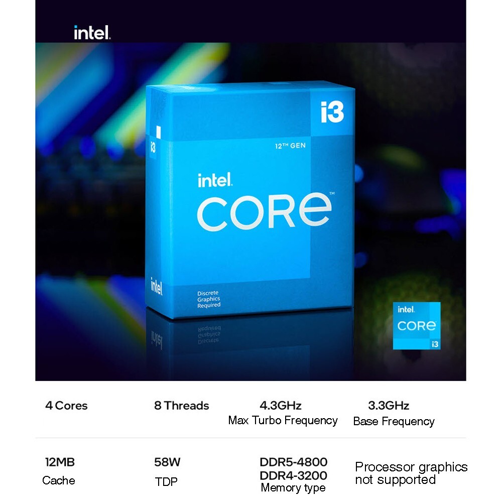 NEW Core i3-12100F i3 12100F 3.3GHz Quad-Core 8-Thread CPU