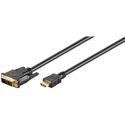 1x HDMI auf DVI-Kabel Full HD DVI18+1-Stecker an HDMI-Stecker vergoldet 2,0 m