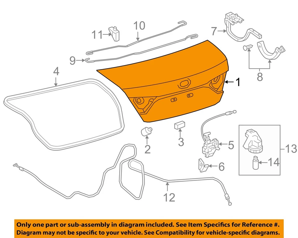 Used Deck Lid fits: 2017 Toyota Camry rear view camera w/o spoiler conventional - Image 3 of 4