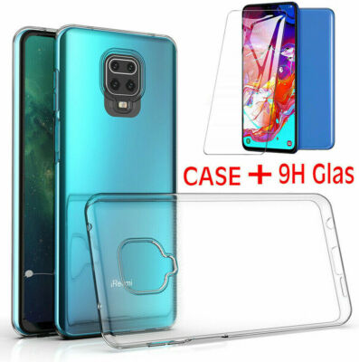 Hülle für Xiaomi Redmi Note 9S Tasche Silikon Case Cover Bumper + 9H Schutz Glas