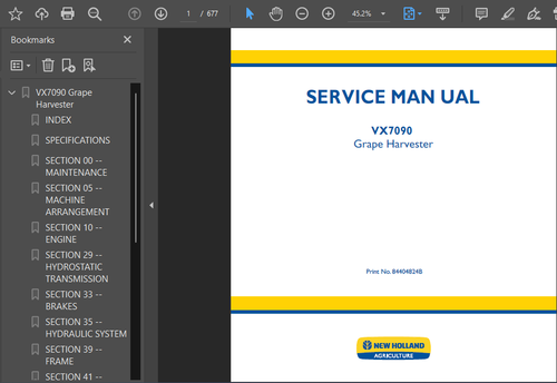 NEW HOLLAND VX7090 TRAUBENVOLLERNTER SERVICE REPARATUR WERKSTATT HANDBUCH PDF USB - Bild 2 von 2