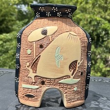 Jarrón de cerámica de arte mexicano Toro abstracto Mod02 de colección Jarron Ceramica Mod02