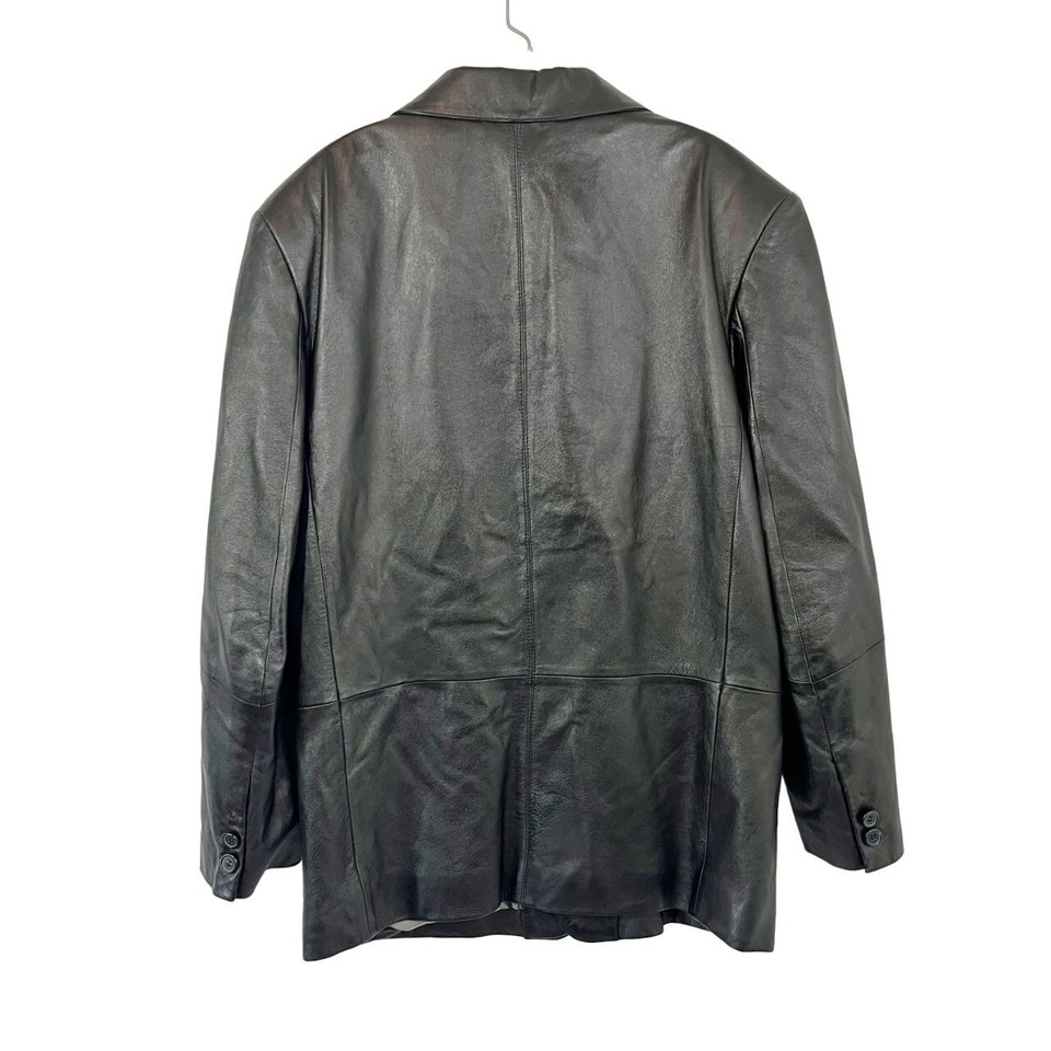 Vintage Pelle Studio Wilsons Leather Black Leather Sports Coat Mens