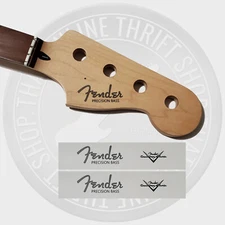 Fender Precision Bass Waterslide Guitar Headstock Decals with CS Logo (Set of 2)