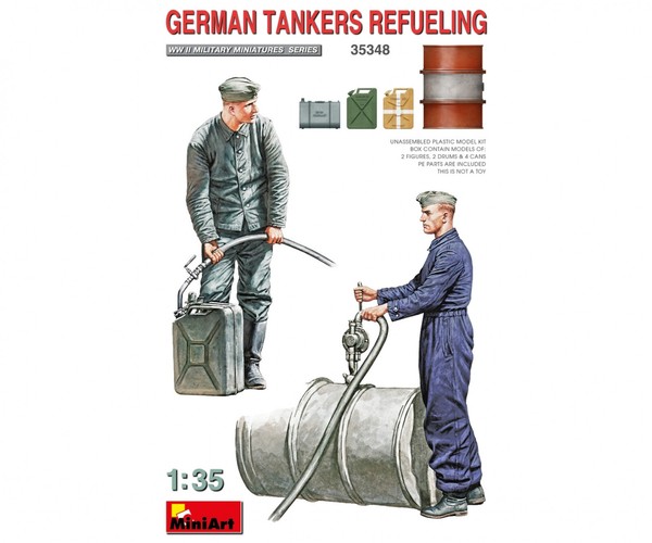 Miniart 550035348 1:35 Figuren Panzer- Besatzung Nachtanken FäSser Diorama-image