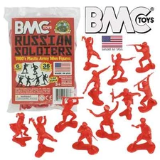 BMC Marx Recast Russian Red Plastic Army Men WW2 Soldier Figures - Made in USA