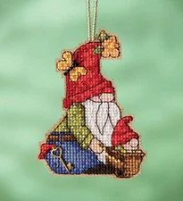 Cross Stitch Kit ~ Mill Hill Wheelbarrow Gnome Garden Gnomes Ornament #MH16-2212