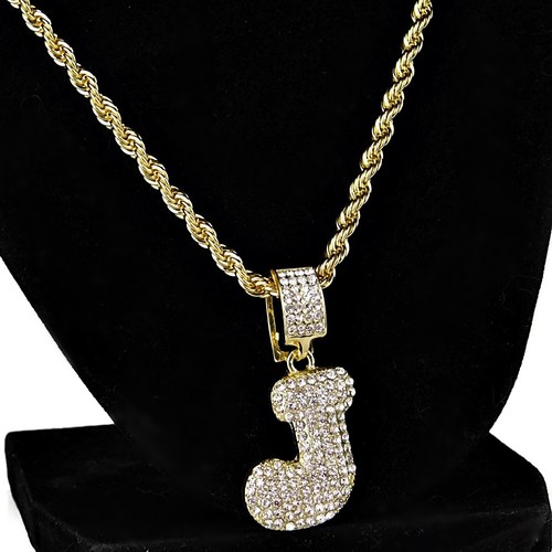 Initial Rope Chain Pendant Gold Plated 