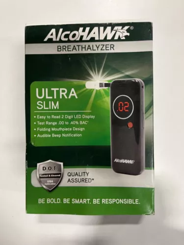 AlcoHawk Precision Ultra Slim Breathalyzer w/ 3 Pcs Mouthpieces Foldable