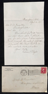 1910 Correspondence ALS Letter & Cover re: $350 Check to Knowlton*