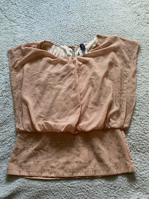 Windsor Women Beaded 2-in-1 Sleeveless Side Waist Zipper Blouse Taupe Size M