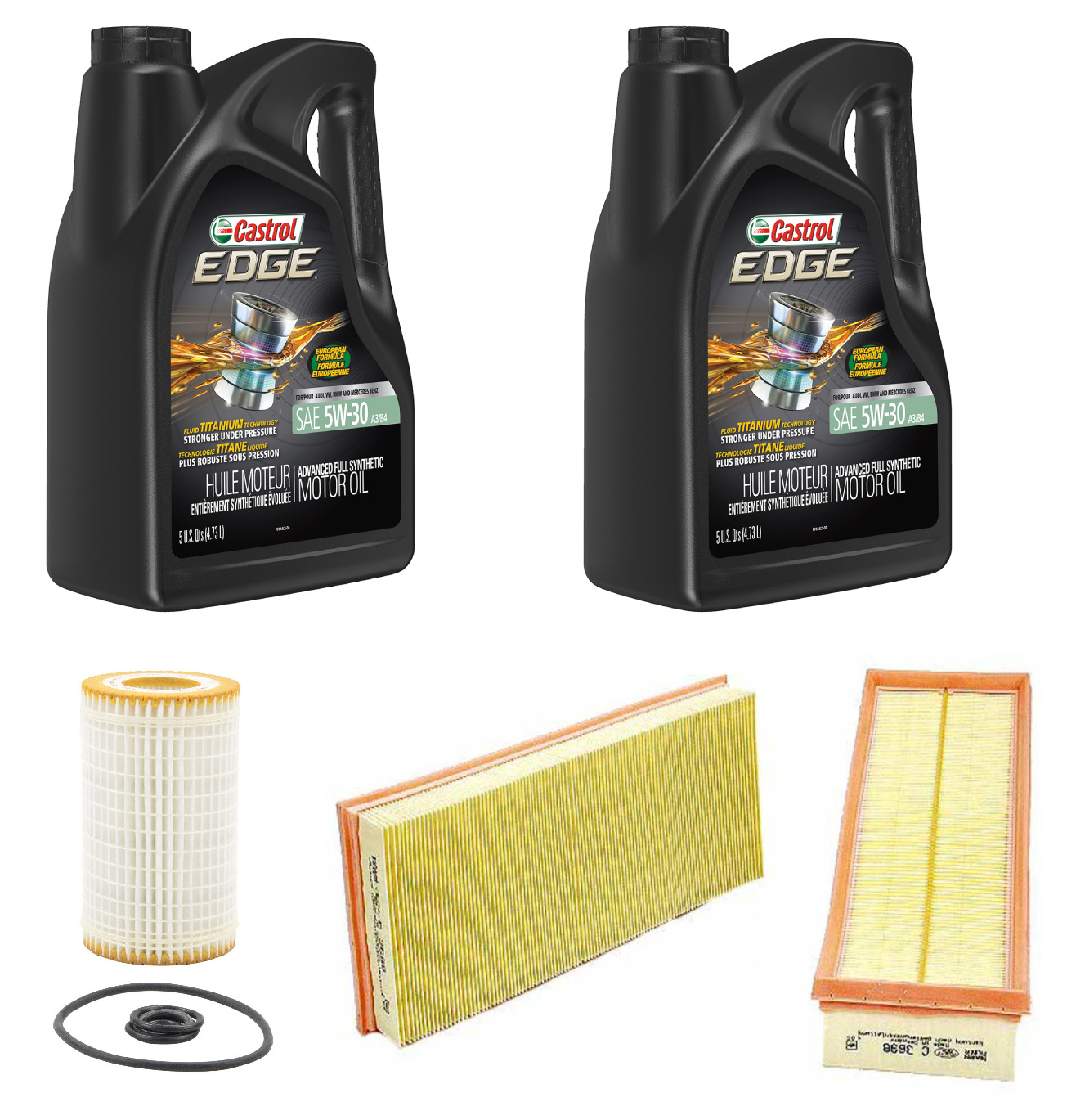 Engine Oil with Air & Engine Oil Filters CASTROL/HENGST/BOSCH for Mercedes C230