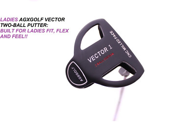AGXGOLF VECTOR SERIES 2-BALL PUTTER: LADIES RIGHT HAND wCOVER: SELECT YOUR SIZE!
