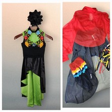 Kelle Adult S Small Dance Costume Lot Of 2 Green Black Red Denim 3 Piece