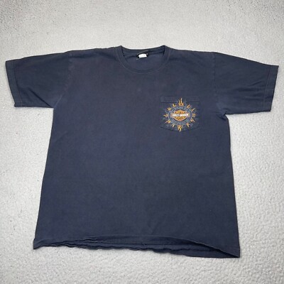 Harley Davidson Shirt Men Large Black Davis Burlington NC RK Stratman Biker