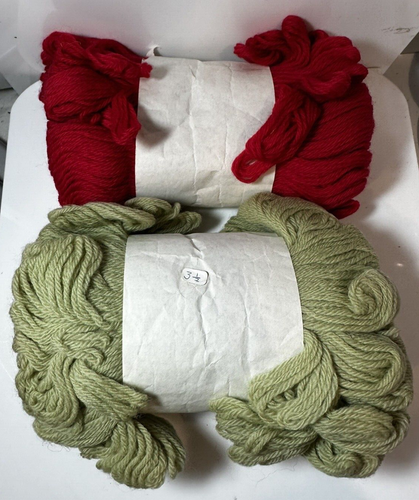 Lote De 10 Madejas De Lana De Punto De Cruz Vintage NUEVO Rojo Verde Dinamarca - Imagen 4 de 9