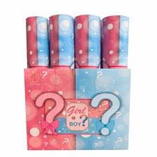 Gender Reveal Confetti Cannon Pink Blue Boy or Girl Baby Shower Party Popper