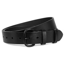 Women Leather Belt for Jeans Pants Dresses Black Ladies Waist Belt Black Buckle