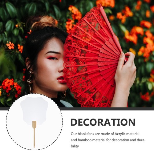Transparent Fan Plastic Handheld DIY Painting Graffiti Party Fans with Handle - Imagen 2 de 12