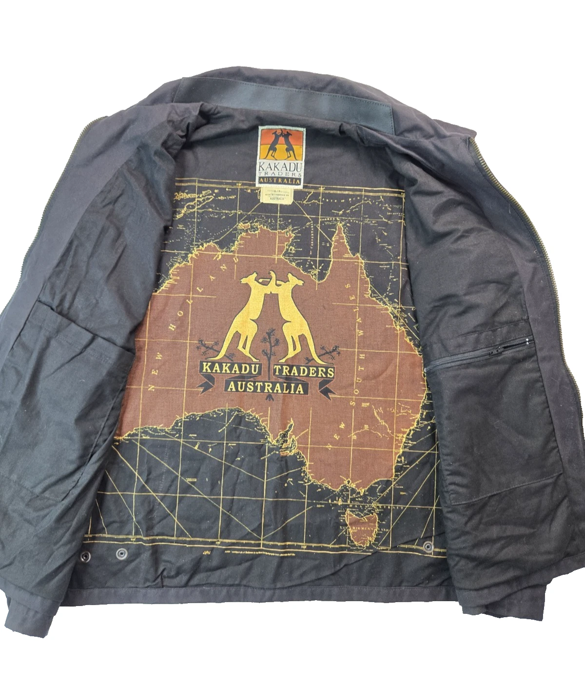 Kakadu Traders Australia Oilskin Waxed Black Detroit Style Jacket Mens Small S image 5
