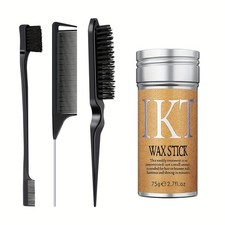 IKT Hair Wax Stick, Hair Wax Stick for Women/Men, with Brush and Comb Set